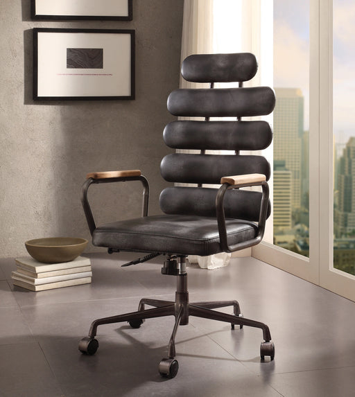 Calan Vintage Black Top Grain Leather Office Chair - Levi's Discount Furniture (Vineland, NJ)