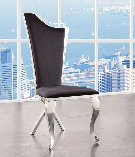 ACME Cyrene Faux Fabric Side Chair (Set of 2) in Stainless Steel 62079 - Levi's Discount Furniture (Vineland, NJ)