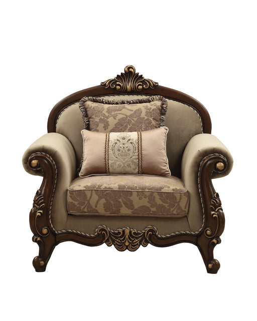 Mehadi Velvet & Walnut Chair & 2 Pillows - Levi's Discount Furniture (Vineland, NJ)