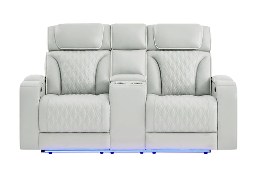 U8611 Blanche Pwr Con Rec Loveseat with PHR, LED and Speaker