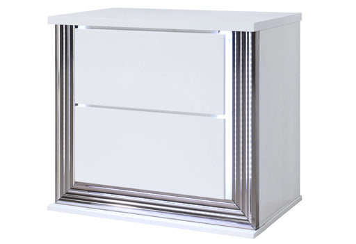Ylime Smooth White Nightstand with LED