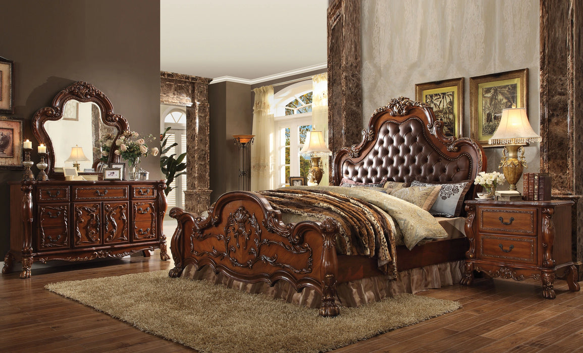 Dresden PU & Cherry Oak Eastern King Bed - Levi's Discount Furniture (Vineland, NJ)