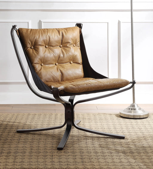 Carney Coffee Top Grain Leather Accent Chair - Levi's Discount Furniture (Vineland, NJ)