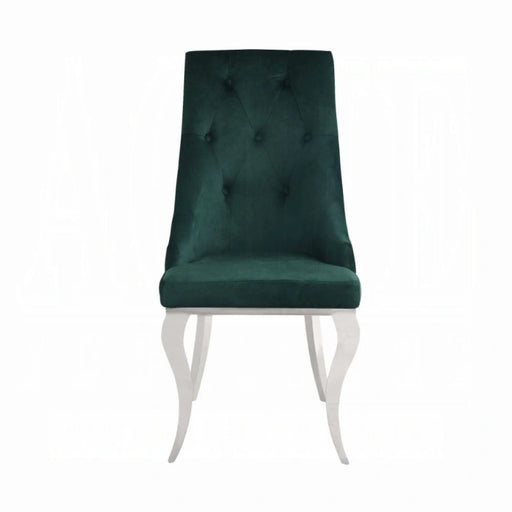 Dekel Green Fabric & Stainless Steel Side Chair - Levi's Discount Furniture (Vineland, NJ)