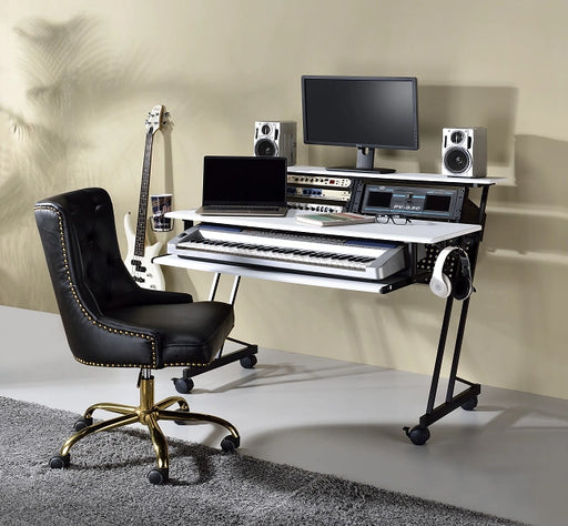 Suitor White & Black Computer Desk - Levi's Discount Furniture (Vineland, NJ)