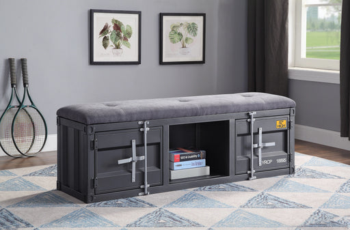 Cargo Gray Fabric & Gunmetal Bench (Storage) - Levi's Discount Furniture (Vineland, NJ)