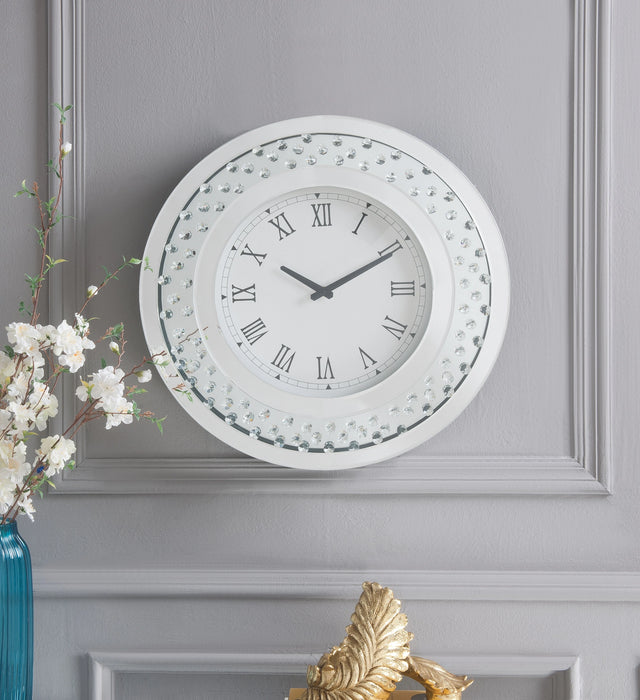 Nysa Mirrored & Faux Crystals Wall Clock - Levi's Discount Furniture (Vineland, NJ)