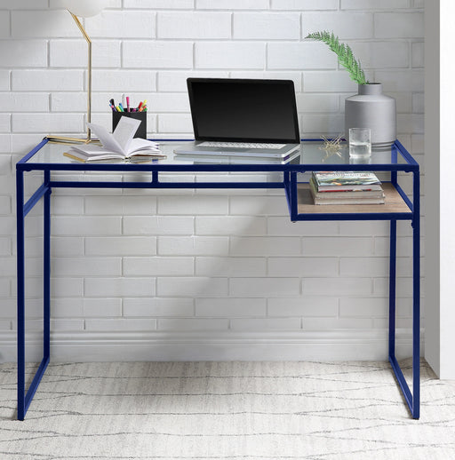 Yasin Blue & Glass Desk - Levi's Discount Furniture (Vineland, NJ)