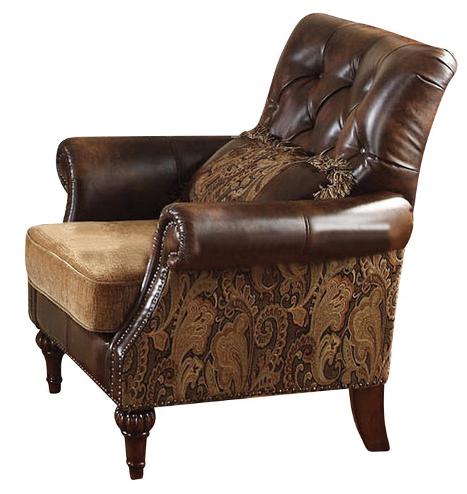 Acme Dreena Traditional Bonded Leather and Chenille Chair 05497 - Levi's Discount Furniture (Vineland, NJ)