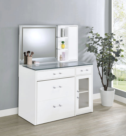 Flora Makeup Vanity Table with LED Mirror and Stool - Levi's Discount Furniture (Vineland, NJ)