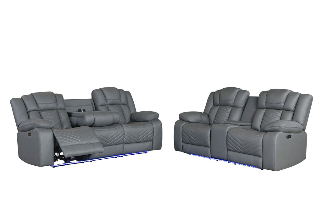 U7068 Grey 10 Pwr Rec Sofa/Pwr Console Rec Loveseat/Pwr Recliner W/LED