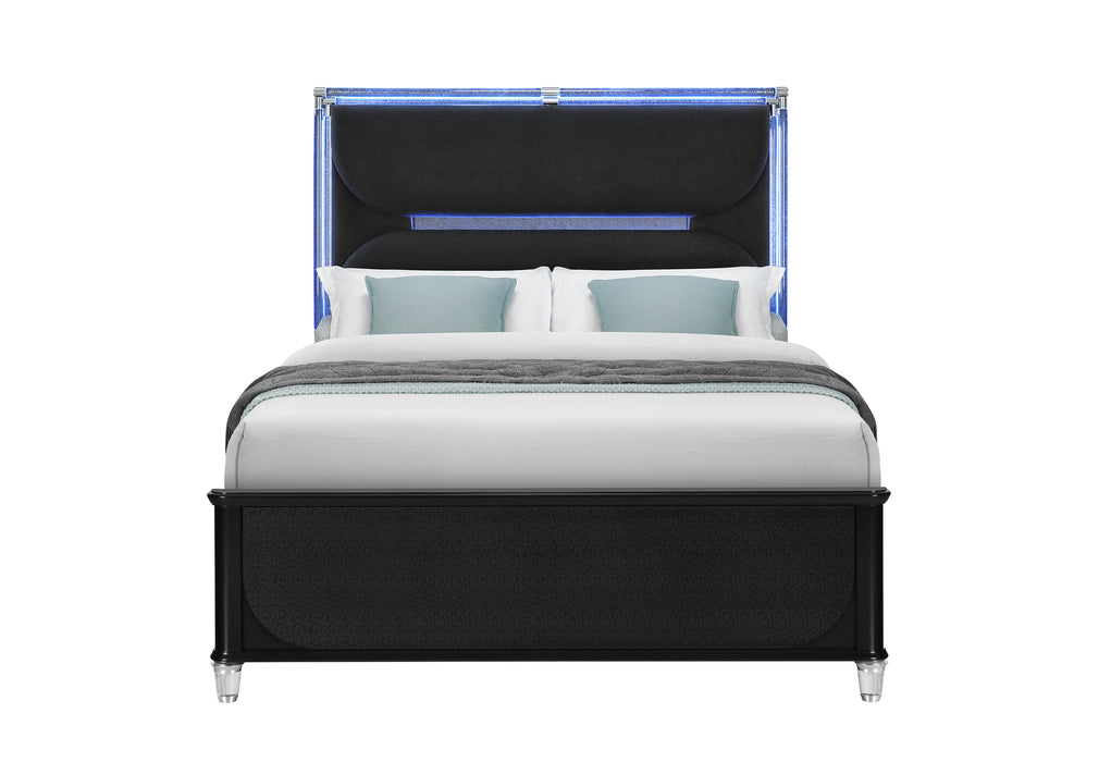 Lando Black Bed with Continuous LED