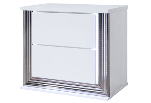 Ylime Smooth White Nightstand with LED