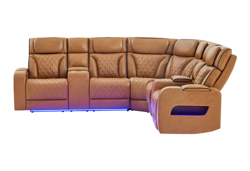 U8611 CAMEL SECTIONAL WITH POWER HEADREST, CONTINUOUS LED AND SPEAKER - Levi's Discount Furniture (Vineland, NJ)